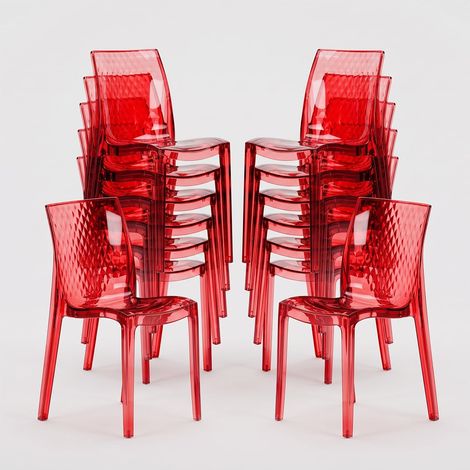 18 Chaises Hypnotic Grand Soleil Glacier transparentes offre stock Bar Restaurant - Rouge transparent (1/5)