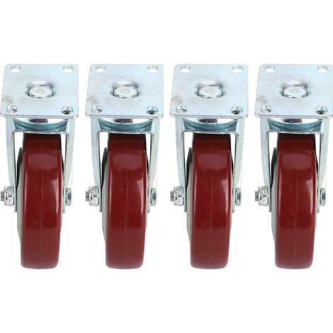 4 roulettes, plaques pivotantes, roues robustes en polyuréthane, 5 pouces. (1/5)