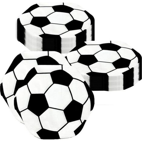 40 Serviettes, Motif Football Noir Et Blanc, Double Couche, Papier Résistant, Pour Anniversaire Enfant (1/5)