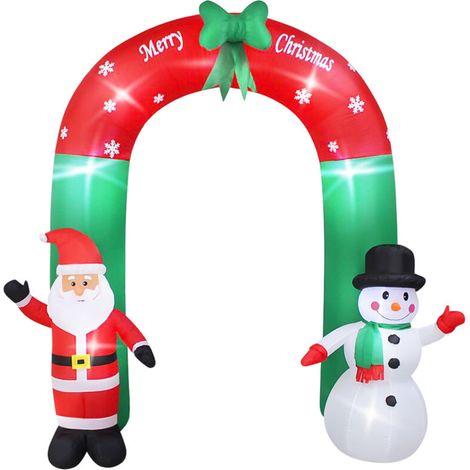 Arche Gonflable de Noël avec lumières LED intégrées,, ED pour Décoration Noël Extérieur, Rouge (1/5)