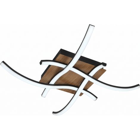 Plafon Murray 80w 3000-4000-6500k Negro/madera 8800lm C/remoto,memoria Y Reg.intensidad 10,5x62,5x62,5cm
