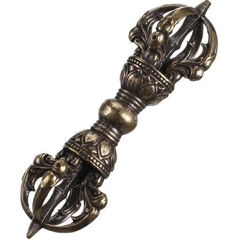 Einzigartiger Stößel aus Messing, Dharma-Ornament aus Messing, Retro-Messingkunst, Wohnaccessoire – 8,85 x 2,6 x 2,6 cm – Gold (1/4)
