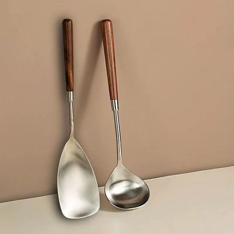 Spatule Profile - Ensemble spatule à wok et cuillère à soupe en acier inoxydable - Spatule à wok de 23,5 cm - Acier inoxydable 304 (1/5)