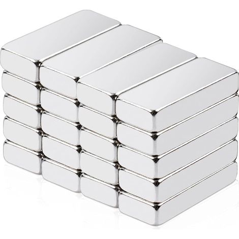 Lot de 20 aimants rectangulaires en néodyme - 20 x 5 x 3 mm - Mini aimants puissants - Pour armoire de cuisine, bureau, tableau blanc, réfrigérateur, bricolage, photos (1/5)