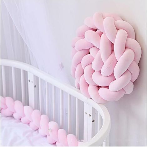 Tour de lit tressé 3M coleur de Rose Tour de lit bébé-- (1/4)