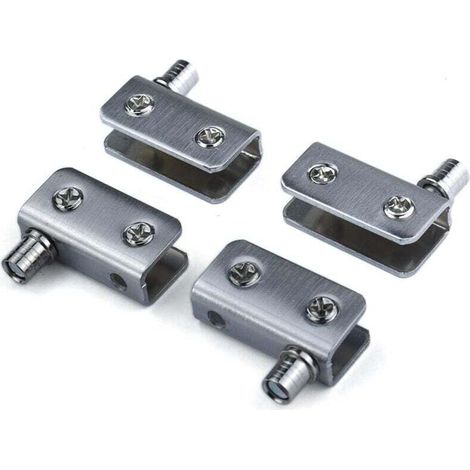 Pack of 4 glass door hinges, 90° pivot hinge, punch-free glass, stainless steel, suitable for 5-8 mm thick glass MUMU (1/4)