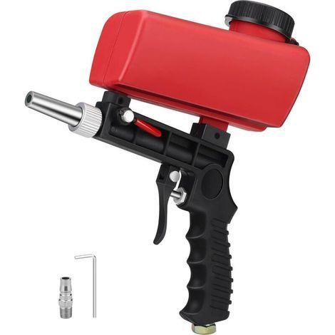 Sableuse Pneumatiques Portable Pistolet à Sableuse Professionnel Pistolet Sablage Sableuse Pneumatiques Sandblaster pour Enlever Les Ecailles de Peinture Rouille(Rouge) (1/5)