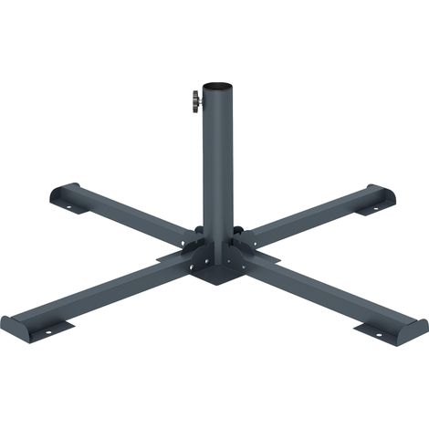 Pied en croix pliable pour parasols de 38 à 48 mm, support de terrasse, gris foncé, parfait pour profiter de l'ombre et de la protection solaire dans votre jardin, sur votre balcon ou à la plage