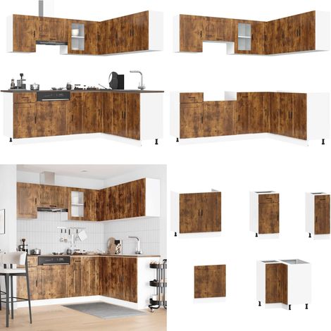 Set Mobili da Cucina 11 pz Porto Rovere Fumo in Truciolato - Mobili da cucina in truciolato - Mobili da cucina con scomparti