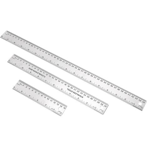 Lot de 3 règles en métal avec dos en liège antidérapant, outil de mesure à bord droit, en acier inoxydable, pour étudiants (1/5)