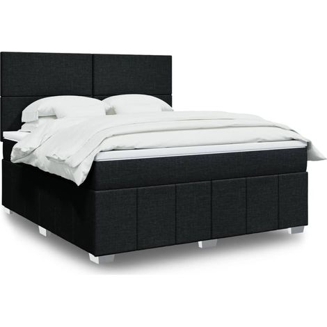 Boxspringbett mit Matratze Schwarz 180x200 cm Stoff