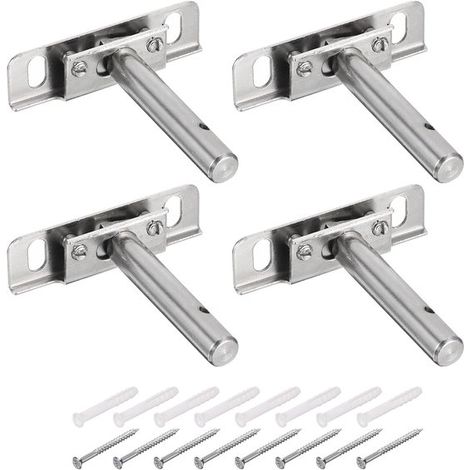 Soporte para estante flotante de 4 piezas, Soporte ajustable 4 pulgadas estante oculto pared, soporte oculto estante flotante madera, color plata (1/5)