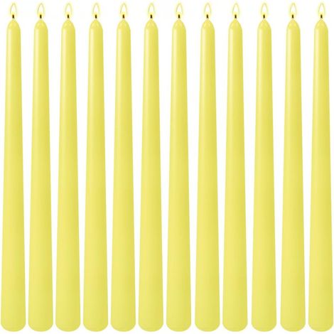 Beyamis Bougies coniques jaunes 25cm - 12 pièces sans coulure 7-8h cire mixte (1/5)