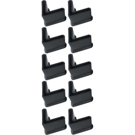 10x embout de pied étagère triangle patin plastique caoutchouc souple tube profilé protection capuchon meuble, 25x25 25mm