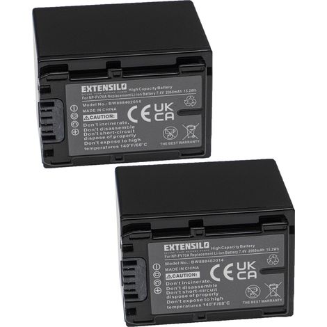 EXTENSILO 2x Akku kompatibel mit Sony DCR-DVD910E, DCR-SR48E, DCR-SR37E, DCR-SR38E, DCR-SR58E, DCR-SR57E, DCR-SR47E Kamera (2060 mAh, 7,4 V, Li-Ion) (1/4)