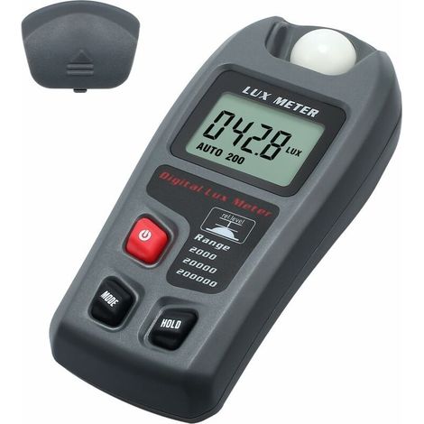 Luxmètre Numérique 200000 Lux, Photomètre Portable avec Écran LCD, Mesureur d'Éclairement Lumineux pour École, Maison, Industrie, Entrepôt et Laboratoire