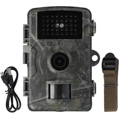 Caméra de chasse avec vision nocturne - Caméra de suivi de chasse 1080p - Étanche IP66 - Câble de données inclus - Carte mémoire non incluse
