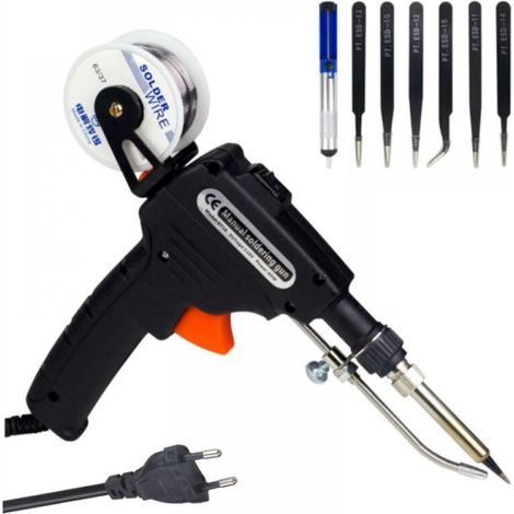 Pistolet à Souder - 60 W - Pompe à Dessouder Intégrée - Pour Circuits Imprimés - Kit 9 Pièces