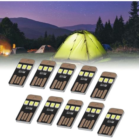 10er-Pack ultradünne, tragbare LED-Zeltlampen, ideal für Camping und Nachtwanderungen. Mini-Taschenlampen, Mini-USB-Taschenlampen, Mini-LED-Schlüsselanhänger in Schwarz für Mobiltelefone. (1/5)