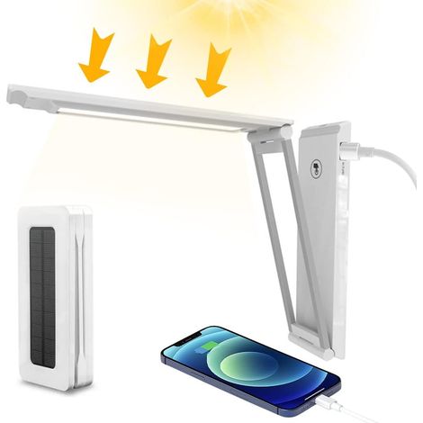 Lampada da scrivania solare a LED, lampada da tavolo solare pieghevole con ricarica USB e 3 modalità, lampada da scrivania dimmerabile per camera da letto, viaggi e illuminazione di emergenza (1/5)
