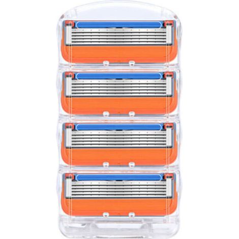 Lames de rasoir manuelles, lames de rasoir à 5 couches, têtes de rasoir orange (lot de 4) (1/4)
