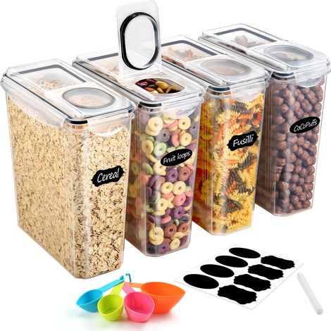 YASHE Contenitori Ermetici per Alimenti, Set di 4 (3.7L), Contenitore Plastica con Coperchio, Senza BPA Contenitori per Alimenti, Contenitori Cucina Organizer per la Conservazione (1/5)