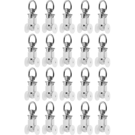 Lot de 20 rouleaux de rail planeur pour rideaux – Roulettes en métal et plastique – Diamètre 10 mm – Charge maximale 400g (1/5)