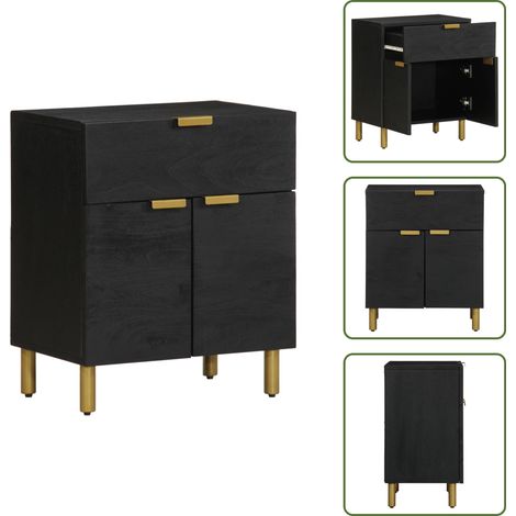 vidaXL Table de chevet noir 50x33x60 cm bois d'ingénierie (1/5)