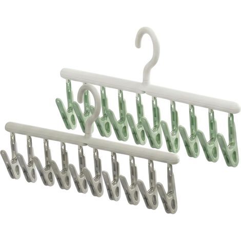 Lot de 2 Étendoir Chaussettes Pliable & Portable (Spécial Voyage) – Mini Séchoir Linge Rétractable 20 Pinces Antidérapantes – Cintre Organisateur Gain de Place pour Sous-Vêtements, pantalons, Bébé (1/5)