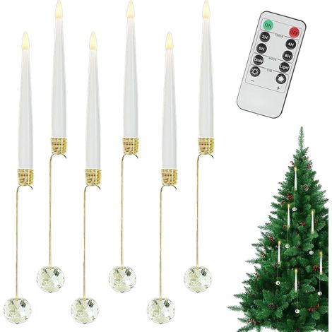 Bougies de Noël Fausse Bougie LED à Piles avec Télécommande,6 Pièces LED Sans Flamme avec Crochet Perle Boule pour Extérieur Fêtes Maison Mariage Soirée Hommes et Femmes (1/5)