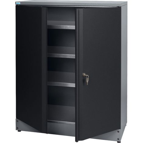 Armoire haute Küpper 71699, 91 x 110 x 45 cm, 2 portes, avec 3 étagères, noir (1/2)