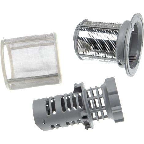 vhbw Feinsieb / Schmutzsieb-Set Ersatz für Bosch/Siemens 00427903 00492046 für Geschirrspüler - Spülmaschinensieb, 9cm Silber Grau (3-teilig) (1/5)