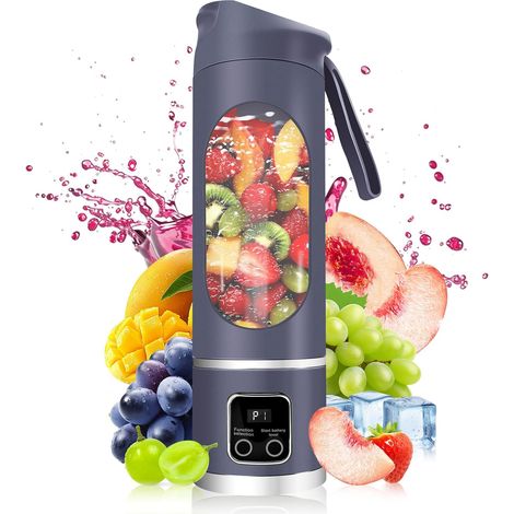 Frullatore elettrico portatile con porta USB, 450 ml. Ideale per succhi, frullati e frappè. Piccolo, compatto, pratico e multifunzionale (viola). (1/5)