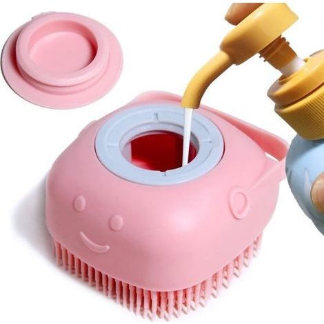 Hundebadebürste, Haustiermassagebürste, Shampoo-Spender, weiche Silikonbürsten (rosa) (1/5)