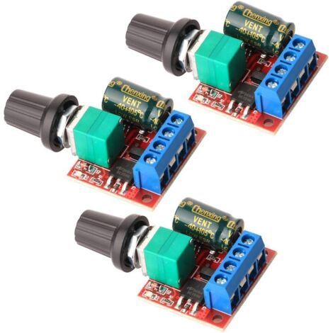3pièces Mini Moteur Contrôleur de Vitesse, PWM Regulateur de Vitesse, DC 5V-35V 5A Réglable PWM Commutateur, 6V 12V 24V Interrupteur Variateur de Vitesse avec Indicateur LED (1/5)