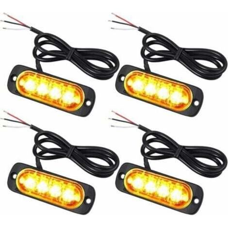 luci di penetrazione a 4 LED 12/24V arancioni, lampeggianti rotanti a LED, luci di emergenza stroboscopiche, indicatori di direzione IPX-4 per furgoni, camion, terne, carrelli elevatori, trattori,