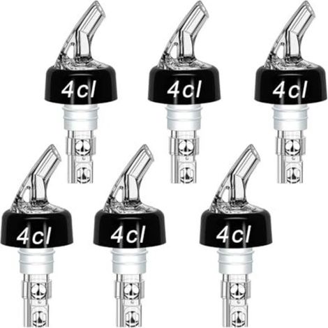 Bouchon Doseur Alcool 4cl, 6pcs Bec Verseur Réglable pour Bouteille de Whisky, Ricard & Cocktails, Doseur Liquide Précis (1/4)