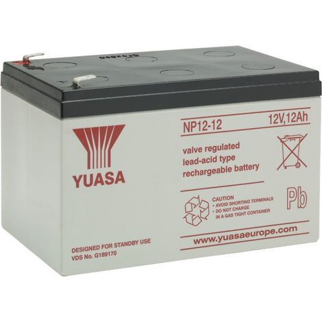 Yuasa – Batterie AGM 12V 12Ah étanche – Technologie plomb pour applications robotiques et systèmes d'alarme – Longue durée de vie et recharge rapide