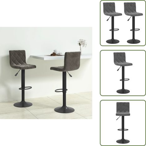 Barhocker 2 Stk. Dunkelgrau Samt - Samtsitzsack - Barhocker Grau - Drehbares Barstool - Sitzkissen - Hochwertiger Barhocker (1/5)