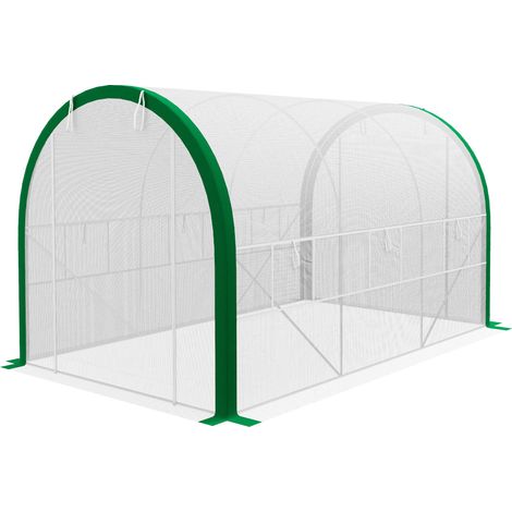 Tunnel-Gewächshaus, Treibhaus, Reißverschlusstüren, Netzfenster, Metallrahmen, 3,5 x 2 x 2m, Weiß