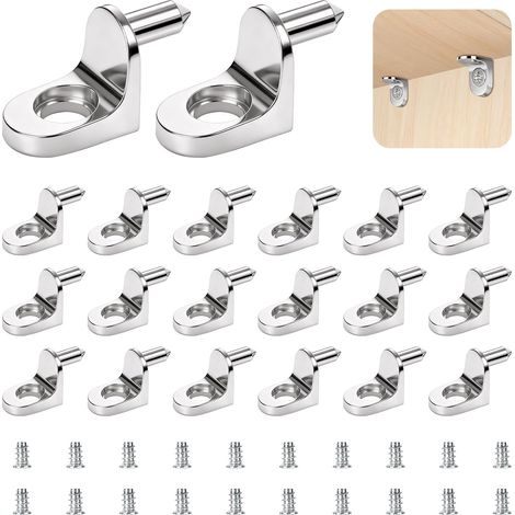 20 PCS Chevilles de Support d'Étagère, 5mm Taquet Étagère en Forme de L Métal, Supports d'étagères en Métal De Forme, Taquet Etagere 5mm a Visser, pour Armoire, Meubles, Bibliothèques (1/5)