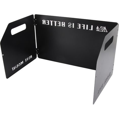 Pare-vent pliable en métal pour réchaud de camping, noir, noir. (1/5)