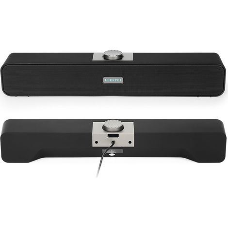 Soundbar - 2.0 Canal Stéréo - Pour PC Ordinateur Portable Télévision - Design Fin 102.4 Cm - Alimentation USB + Entrée 3.5 Mm - Noir (1/5)