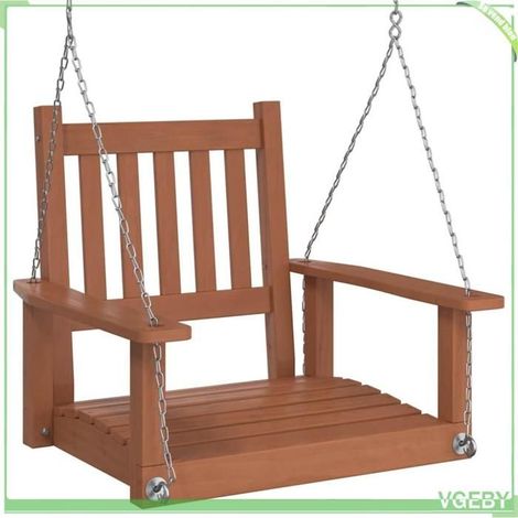 Chaise balançoire de jardin - FAFEICY - 4008975 - Bois sapin massif - Chaînes métal réglables - Marron (1/5)