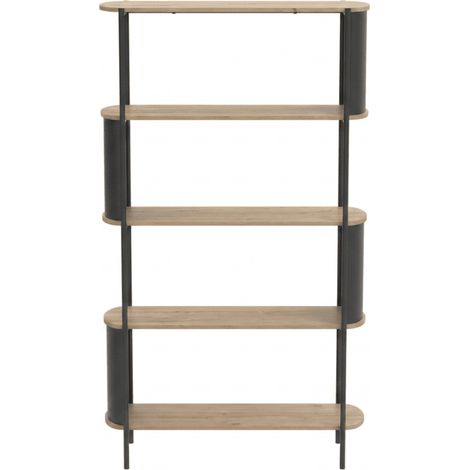 Scaffale alto a 5 livelli effetto legno con fianchi in metallo H174 cm - EKLO