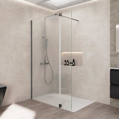 Cabine de douche à l italienne 60 cm porte pivotante 40 cm verre transparent 8 mm anti calcaire profilés couleur gun metal h200 Keros (1/4)