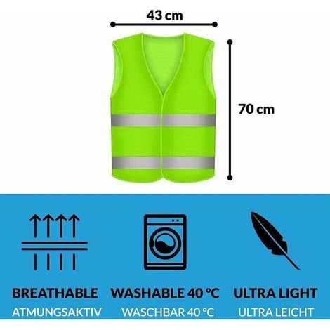 Gilets de Sécurité Réfléchissants Haute Visibilité - Lot de 10 Gilets Réfléchissants Jaunes pour Cyclisme, Moto et Visibilité en Voiture - Fluorescents et Très Visibles (1/4)