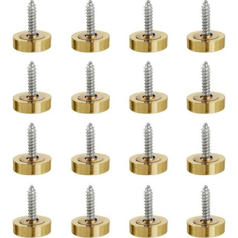 GDHZS- 16 Pièces 16 mm (3/5 ") Vis de Miroir en Acier Inoxydable Capuchons Décoratifs Clous de Couverture pour Tables de Miroir Plaques de Bain Armoires (1/5)