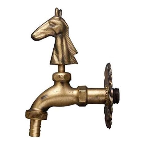 Robinet tête de cheval laiton massif – Style antique, résiste à la corrosion – Pour balcon, terrasse ou jardin