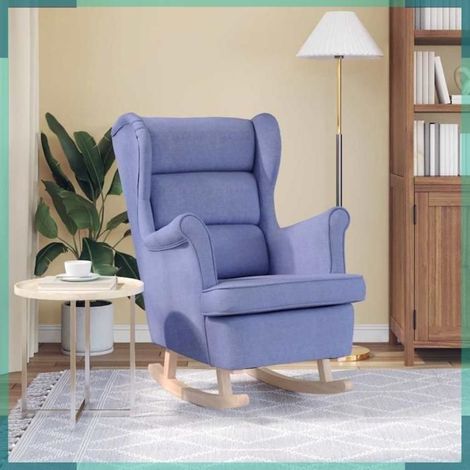 Chaise à bascule - 4016930 - bleu jean - tissu & bois massif - 74x90x102 cm (1/5)